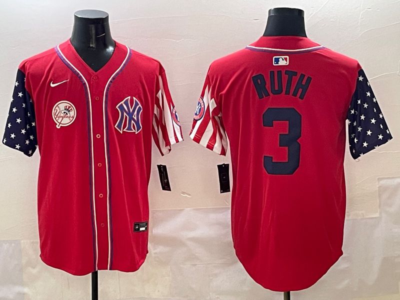 Men New York Yankees #3 Ruth Red a generation of national flags Jointly Name 2025 Nike MLB Jersey style 9